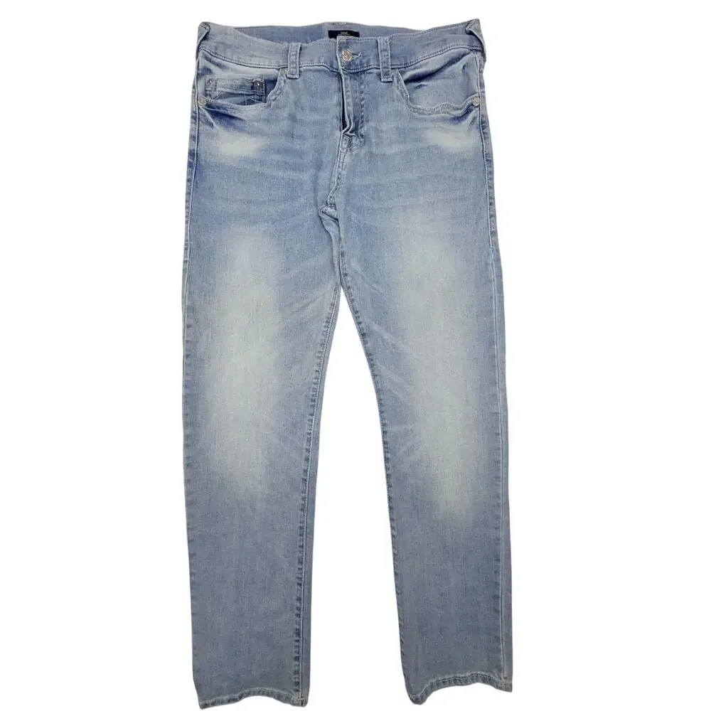 True Religion Geno Jeans Mens 34 Relaxed Slim Light Wash Stretch Denim